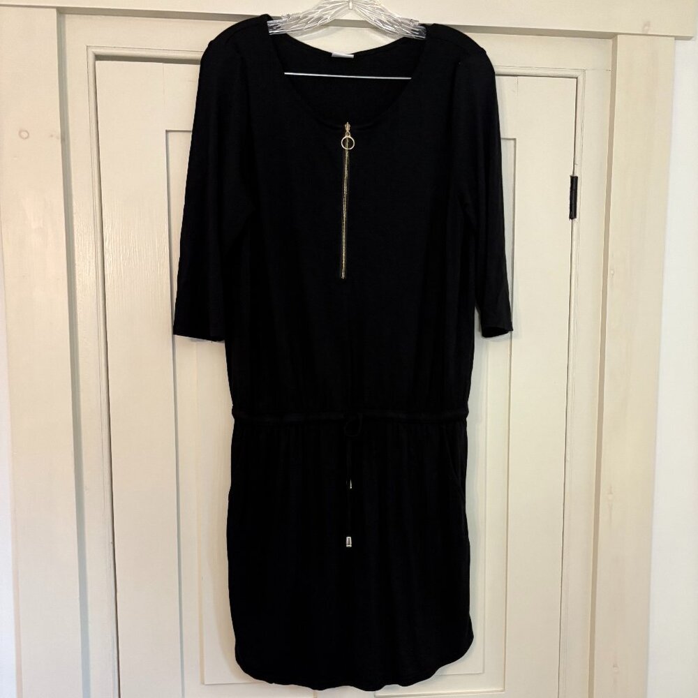 Lascana Black Front Zipper Mini Dress, Size 8
